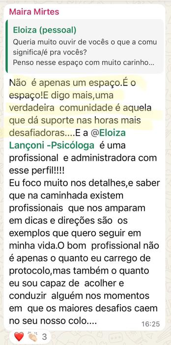 Depoimento de participante da Comu